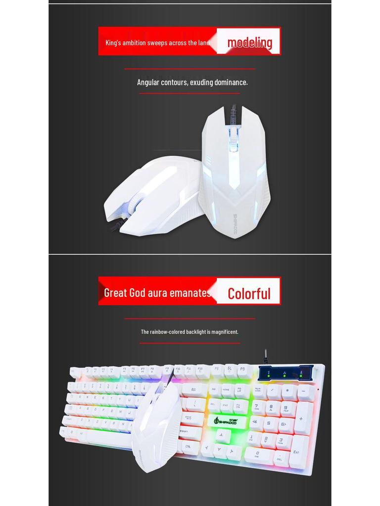 Waterproof Rainbow Backlit Gaming Keyboard & Mouse Set for Home or Office