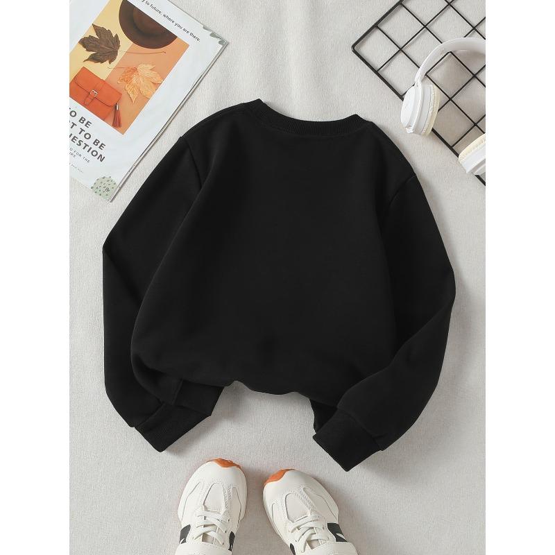 Girls' Crewneck Sweatshirt - Bear And Cub Pattern Print Machine Washable, Spring And Autumn, Sportswear And Casual Wear