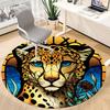 1PCCheetah StainedGlass Office Round Area Rug,  Mat Suitable For Office, Under Office Chairs Bedroom Living Room Home Decor, Room Deco
