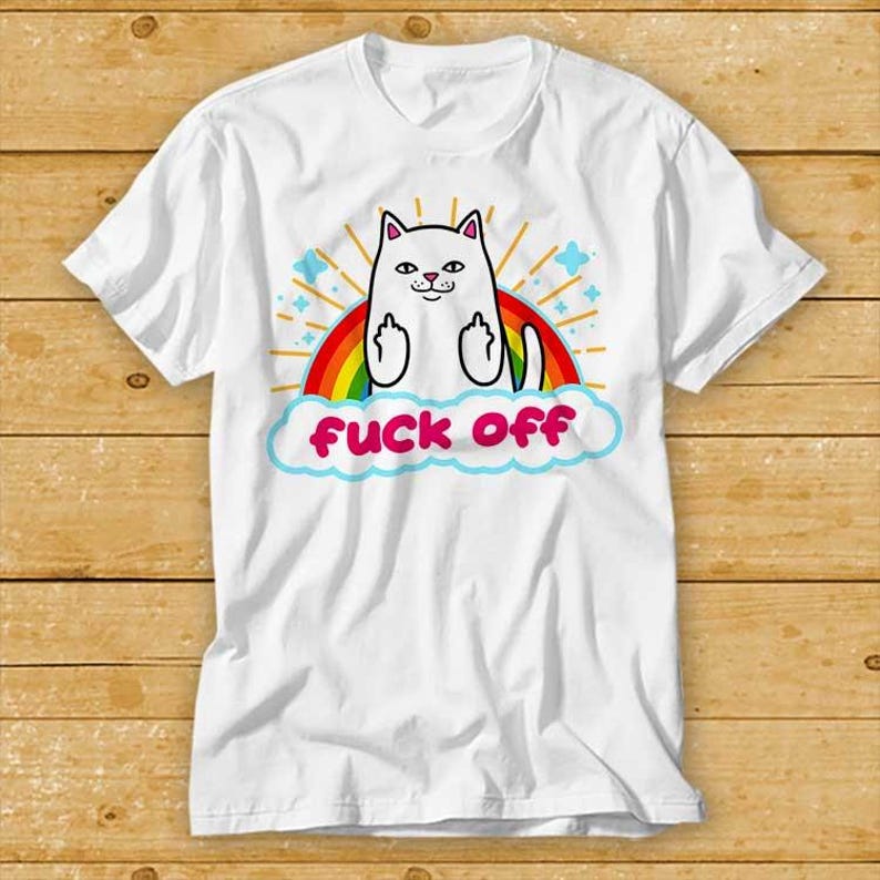 230 Gsm 100% Cotton F Ck Off Unicorn Cat Rainbow Gay Lesbian Pride Proud Best Seller T Shirt Cult Movie Retro Vintage Top Tee 1977