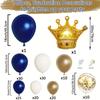 149PCS Blue Gold Balloon Arch Garland Set, Crown Foil Balloon, Birthday Party Anniversary Graduation Decoration Supplies