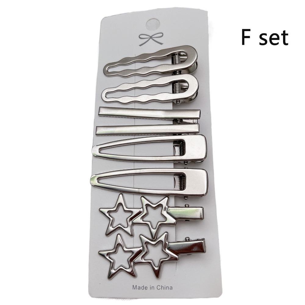 

8Pcs/Set Metal Girls Hairpins Duckbill Clip Bangs Barrettes Retro Side Clips Women Girls F set