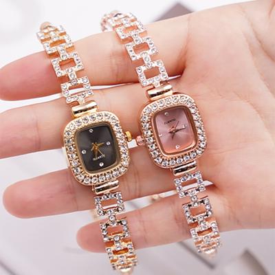Cross-border New Small Square Bracelet Pull Women's Watch Free Adjustment Square Chain Diamond Set Small Ladies Quartz Watch