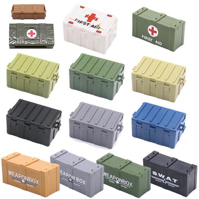MOC Accesorios para Figuras Militares Bloques de Construcción Cubierta Plegable Caja de Armas Botiquín Equipo para Escena Militar Ladrillos Juguetes Regalos