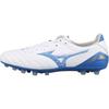 Morelia Neo 4 Confortável AG (Tachas curtas de borracha) Sapatos de Futebol de Couro de Canguru com Absorção de Choque Masculino Sapatos de Futebol Branco Azul P1GA243525
