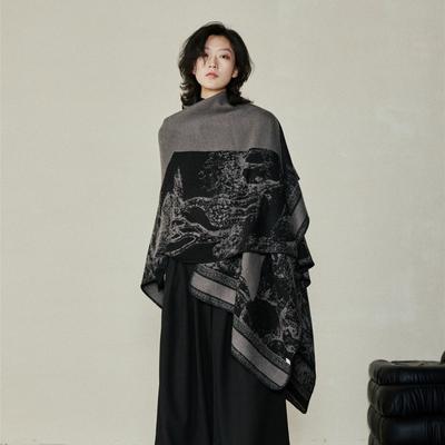 Simple Niche Dark Split Cloak Warm Men'S And Women'S Double-Sided Ethnic Style Shawl Scarf