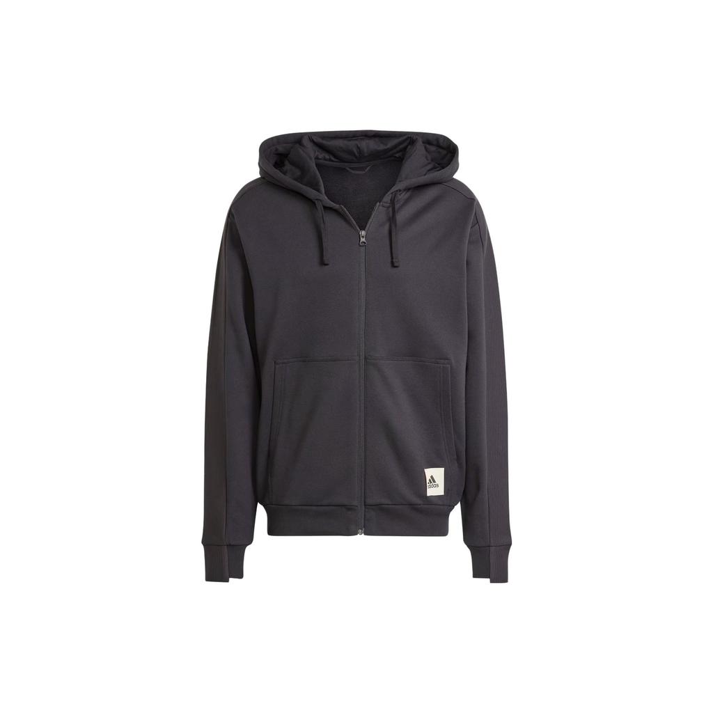 Adidas Lounge Sweatshirts Men's Black Hooded Moderate Cardigan IQ3422