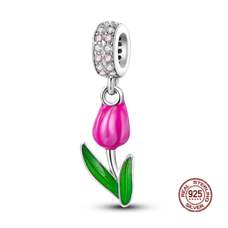 Neu in Charm-Perlen Charms Kupfer Glasierte Tulpen-Perlen Charms Schmetterlinge Charm-Perlen Charms Perlen Charms Kompatibel Mit 3mm Authentischen Armbändern Damen Tun