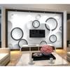Tapete Einfache 3D Schwarz-Weiß-Stereo-Kreis-TV-Hintergrundwand Wohnzimmer Schlafzimmer Restaurant Dekoration Wandbild