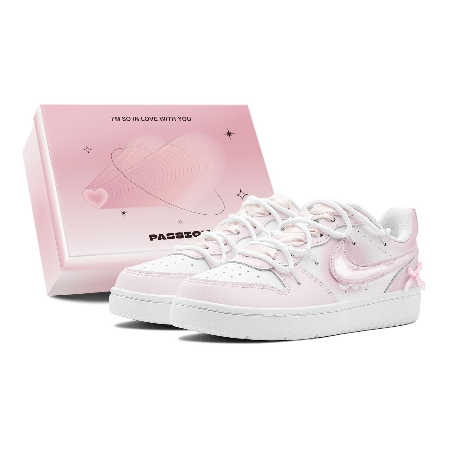 

Nike Court Borough Romantic 520 Pink Cotton Candy, Sweet Girl Outfit Low top Casual Skateboard Shoes Women s Pink White BQ5448-100(TeamS2-S-BOX) 40