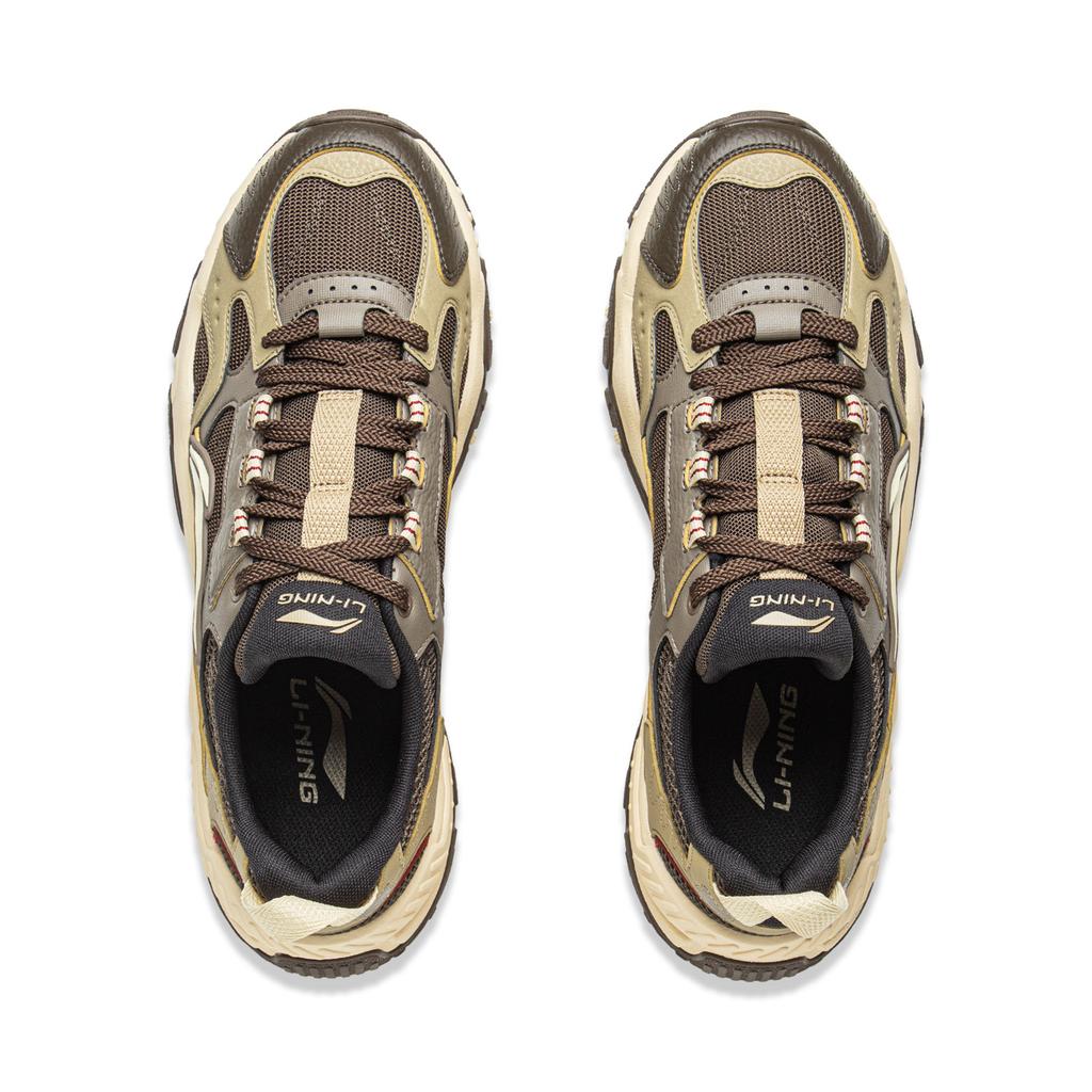 Li Ning Brown Sugar Cushioning Slip Resistant Abrasion Resistant Support Low Top Casual Shoes Men's Khaki AGCV367-4