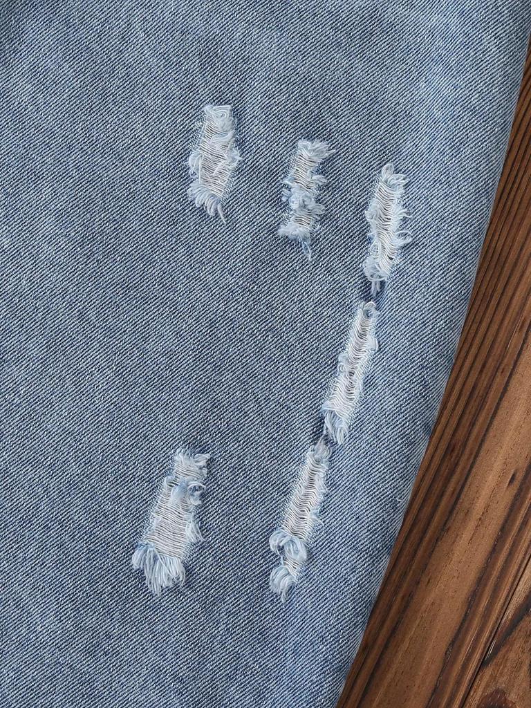 Single-piece fashionable, simple, retro ripped denim skirt for older girls, new spring/summer style.