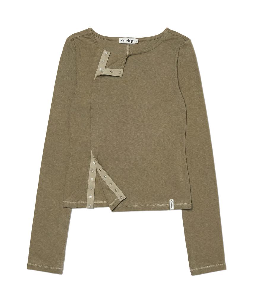 AWOSWEIB Open Snap Slim Longsleeve - Khaki Brown