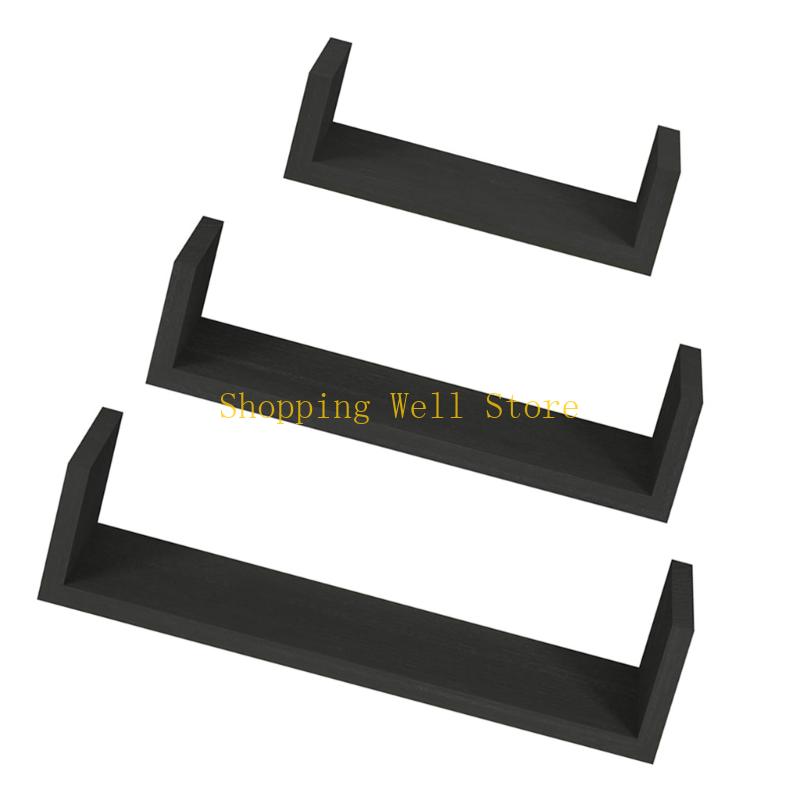 KX4B Pack of 3 Solid Floating Wall Shelves Featuring Water Based Paint for Home Decoration and Storage Solution