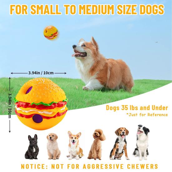 Haustierspielzeug, Burgerform, Kichergeräusch, lockt bissfest, Zahnpflege, multifunktionale Zahnreinigung, Spielspielzeug, Hund, wackelt, Kicherball, Heimtierbedarf