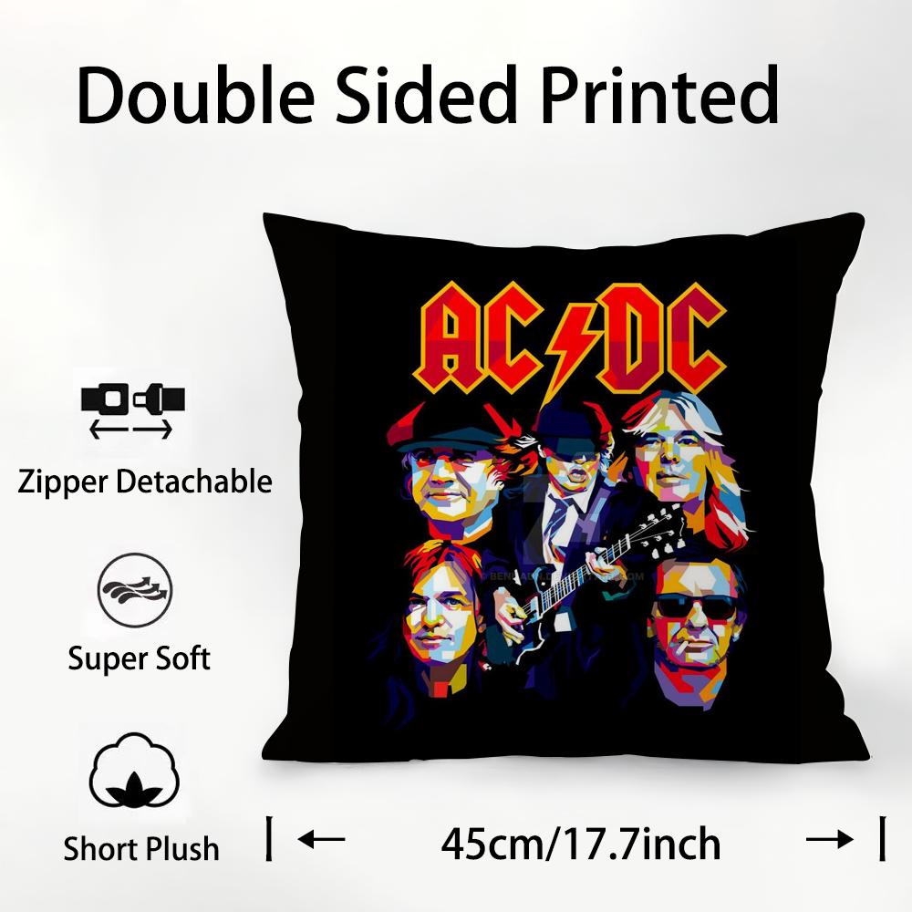 A-AC D-DC Back In Black Pillow Case Plush Fabric Soft Double Sided Print Sofa Cushion Cover Throw Pillow Covers