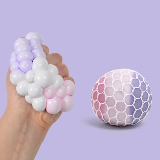 Mix Colored Grape Mesh Squeeze Ball Change Color Ball Stress Relief Sensory Toy Soft Hand Exercise Bouncy Ball for Anxiety Relief