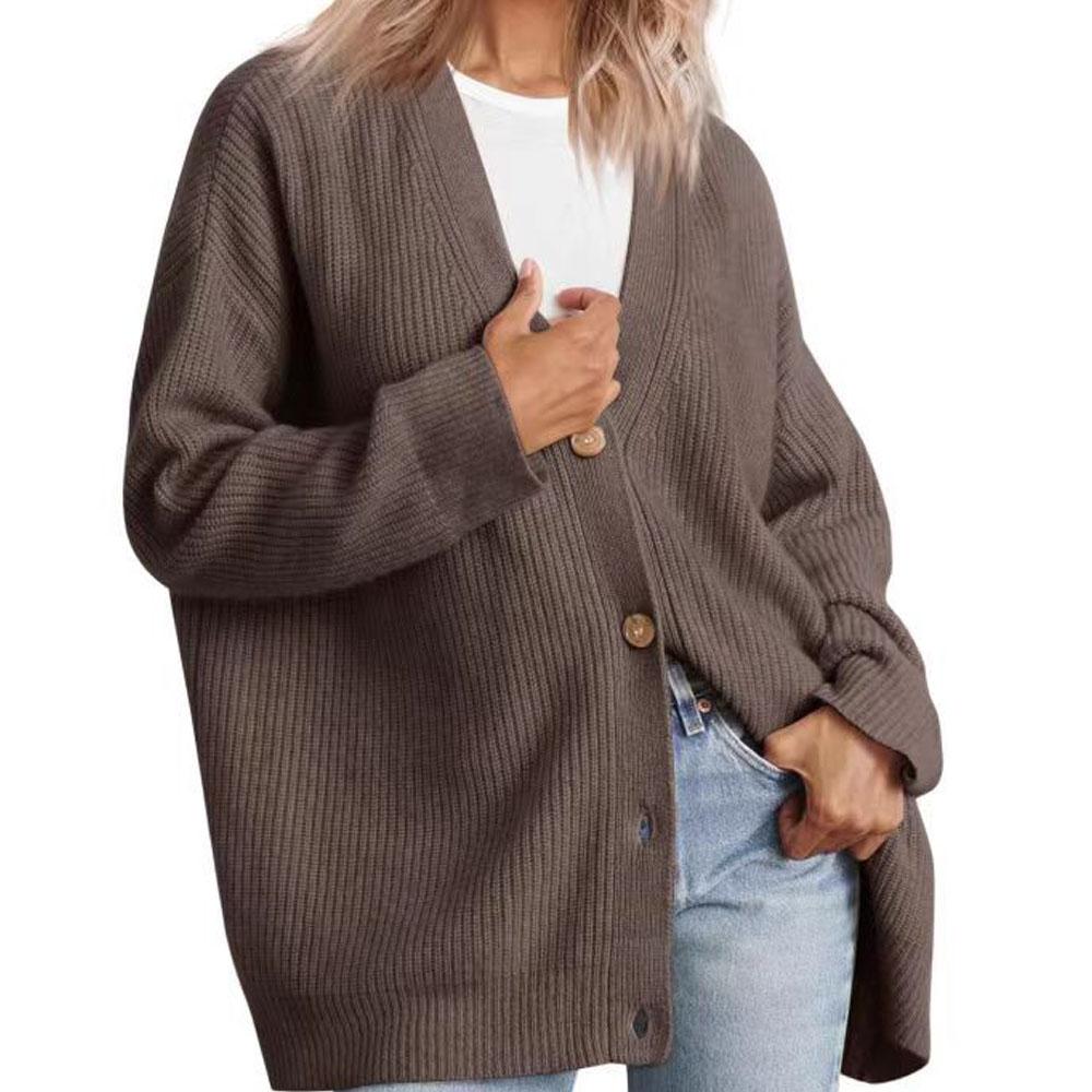 Simple Women's Knitted Cardigan Soft Comfortable V-neck Cardigan Clothes for Commute