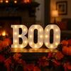 Light Up Letters 3 Pcs Halloween Boo with LED Light, Indoor Marquee Durable Plastic Letter Lights BOO Sign for Home Kitchen Fireplace Party