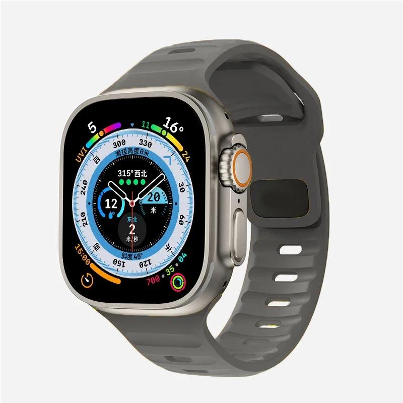 Soft Silicone Strap For Apple Watch Band Ultra 49mm 44mm 45mm 42mm 41mm 42mm 38mm Sport Watchband Iwatch Serise 8 7 6 5 Bracelet