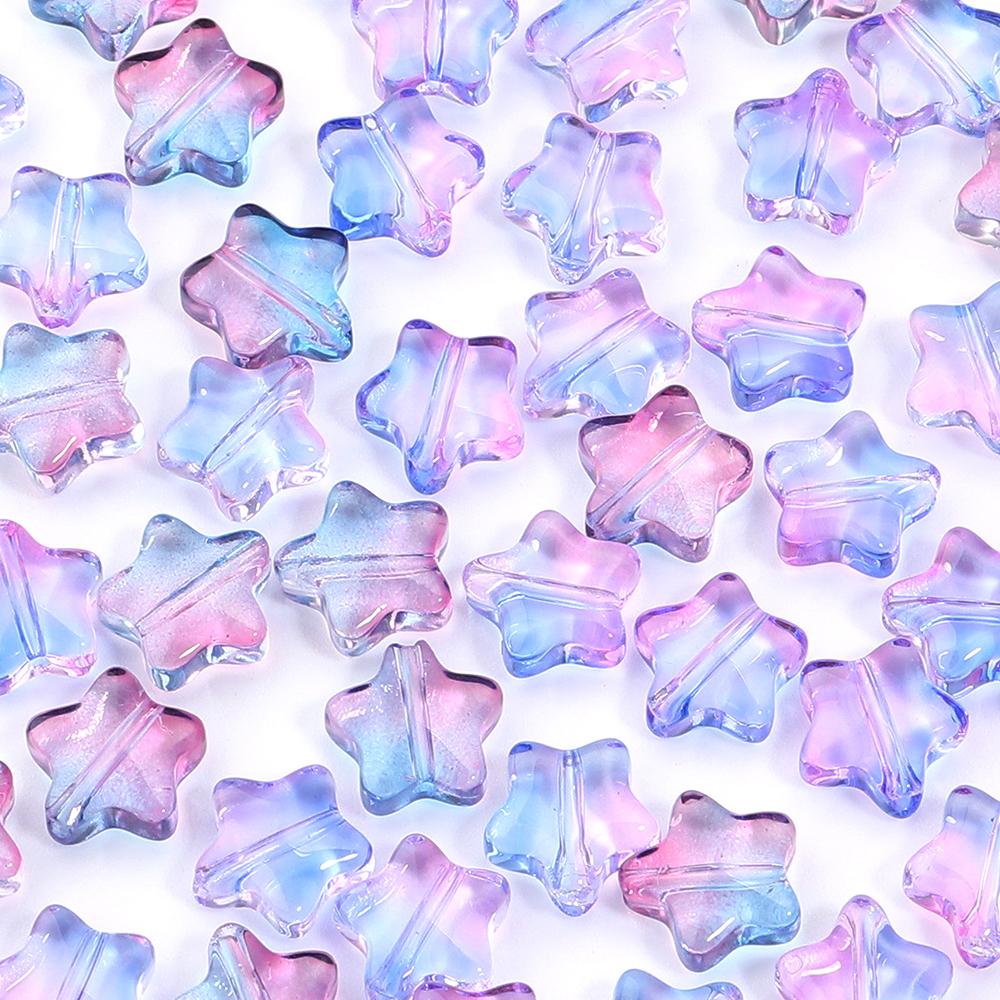 50pcs/lot 8mm Colored Star Lampwork Glass Beads For Jewelry Making Loose Spacer Charm Beads DIY Bracelet Necklace Accessories
