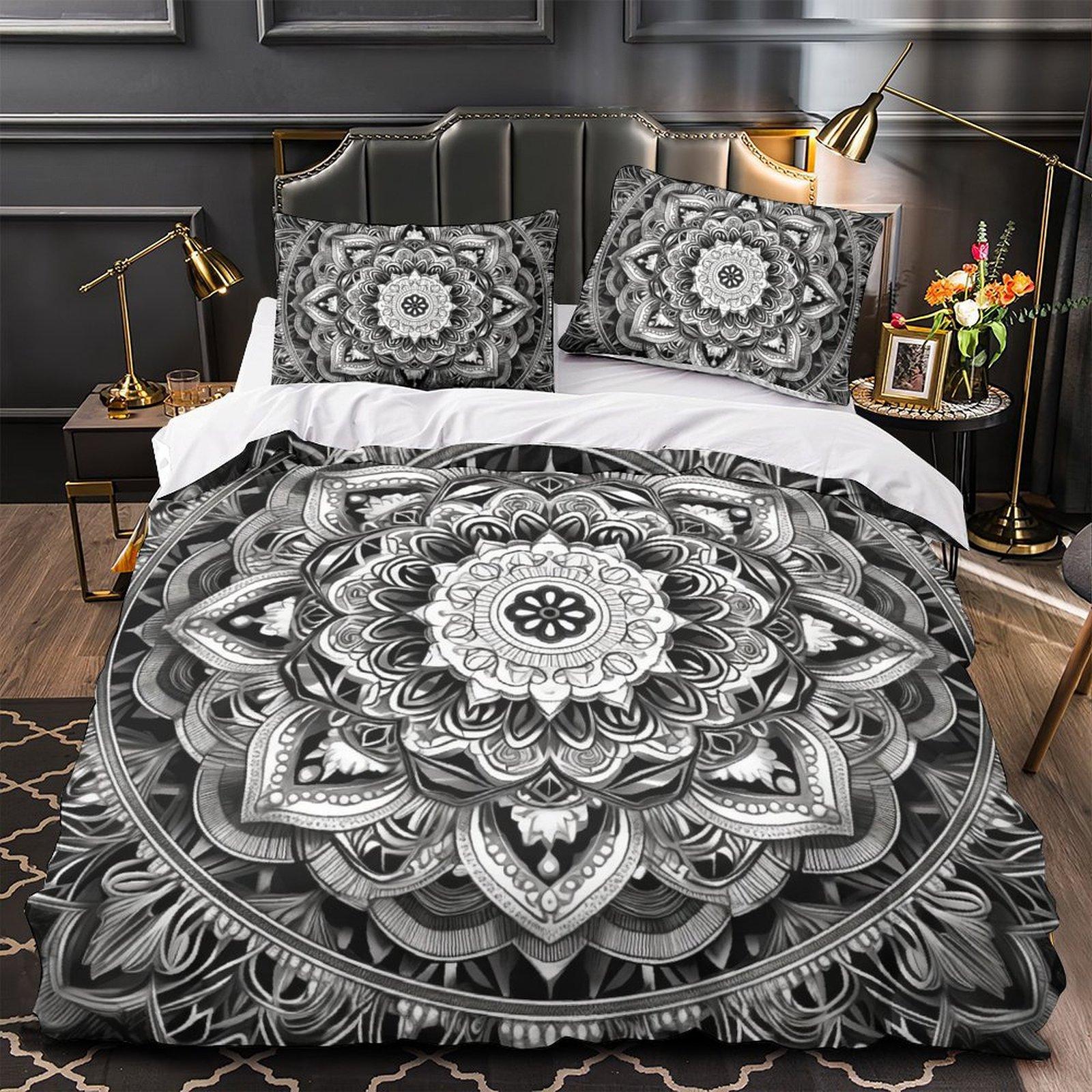 

3D Digital Printing Mandala Series Quilt Cover Pillowcase Two Or Three-Piece Set Polyester Abraded EU Single 135*200