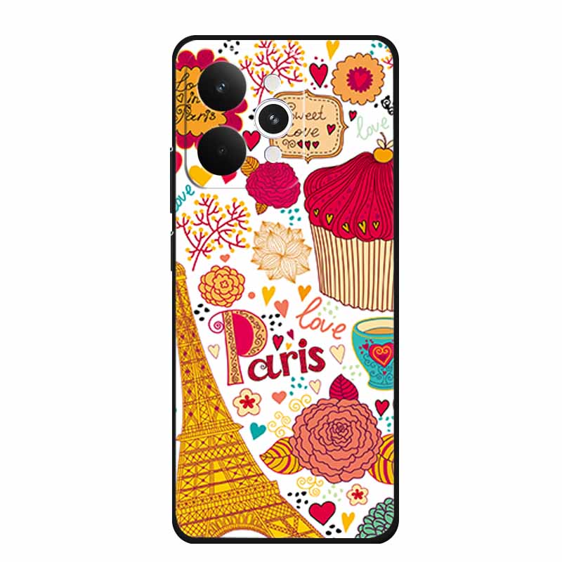 For Realme 15 15 Pro 5G Black Case 3D TPU Silicone Soft Back Cover For Realme C15 6.5" Funda Emboss Relief Flowers Bag Casing