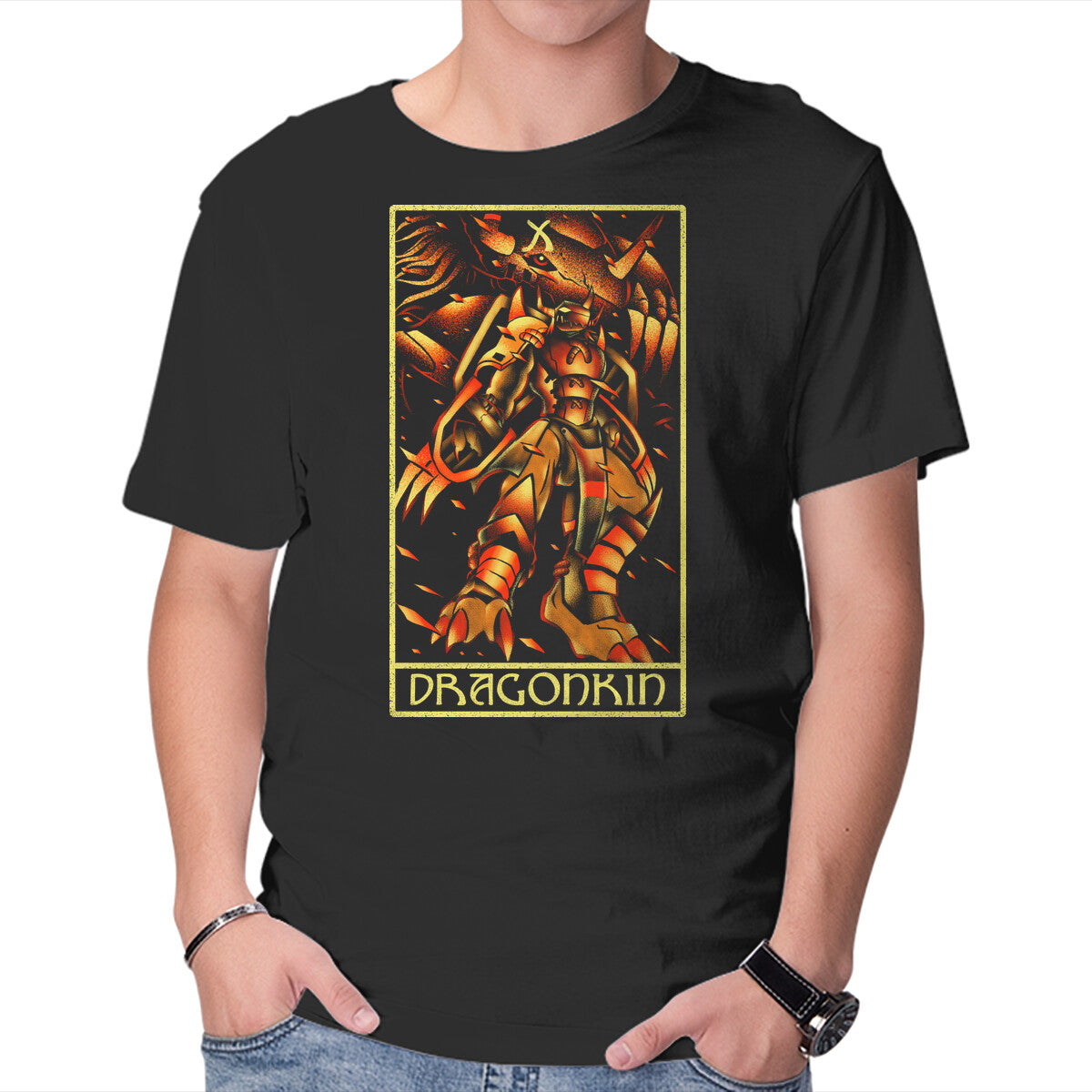 Unisex Crew Neck T-Shirt Dragonkin Tarot Graphic Short Sleeve Casual Tee S