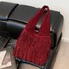 Vintage matte fringed shoulder bag 2025 large capacity trendy tote bag vacation style underarm bag women