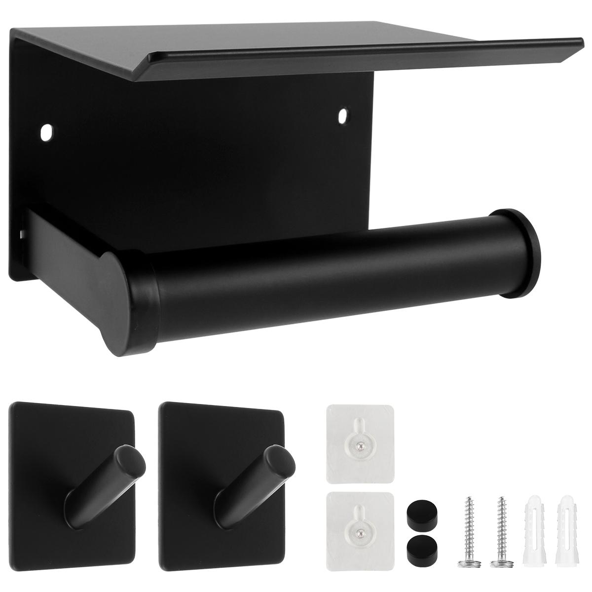 

Настенный держатель для туалетной бумаги, стойка для хранения с поддержкой телефона для ванной комнаты, кухни, туалета, не требующая сверления