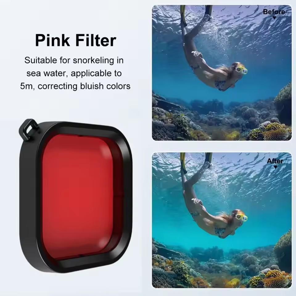 Underwater Dive Filters for Gopro Hero 13 12 11 10 9 8 Black Waterproof Housing Diving Red Light Close-Up Macro Filters
