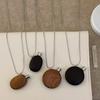 New Fashion Silver Copper Snake Sweater Chain Pendant Necklaces For Women Black Coffee Wood Oval Round Scent Bottle Jewelry