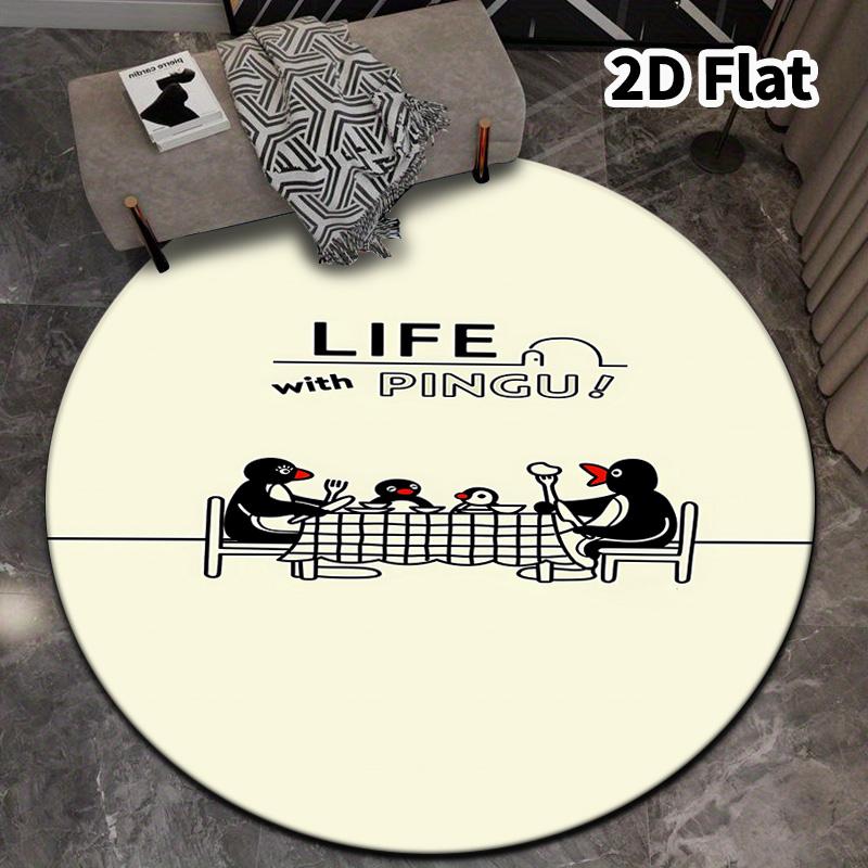 Pingu Round Area Rug Carpet Rug For Living Room Bedroom Sofa Playroom Decor Nonslip Floor Mat