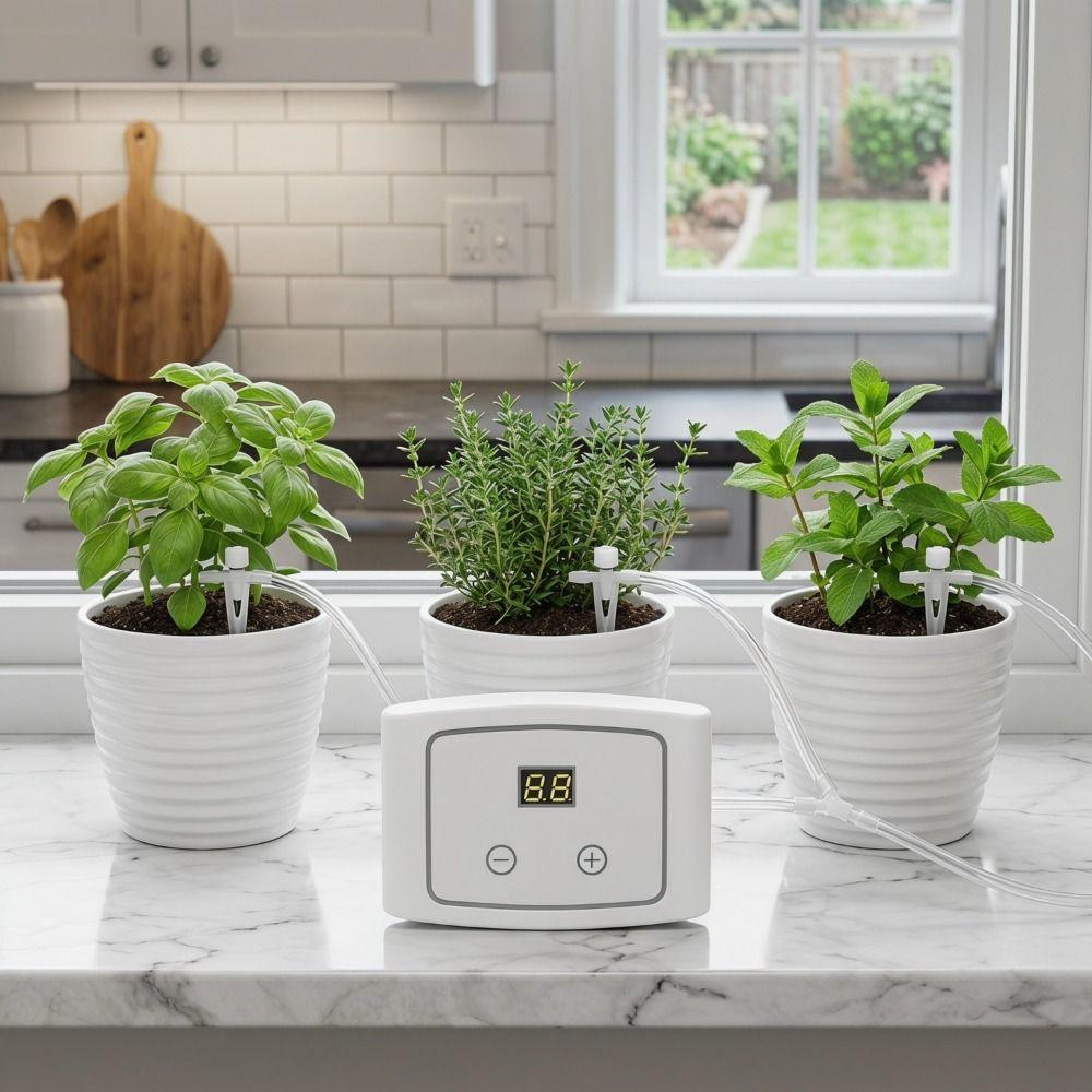Humidity Sensing Automatic Watering Device 3 Protection Functions Adjustable Drip Head Smart Plant Waterer