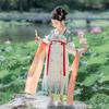 Girls' Autumn Hanfu Fairy Princess Dress - Children's Ancient Style Performance Costume with Ribbons