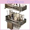 Aluminum Bathroom Storage Rack With Hooks For Shower And Toilet Organizer