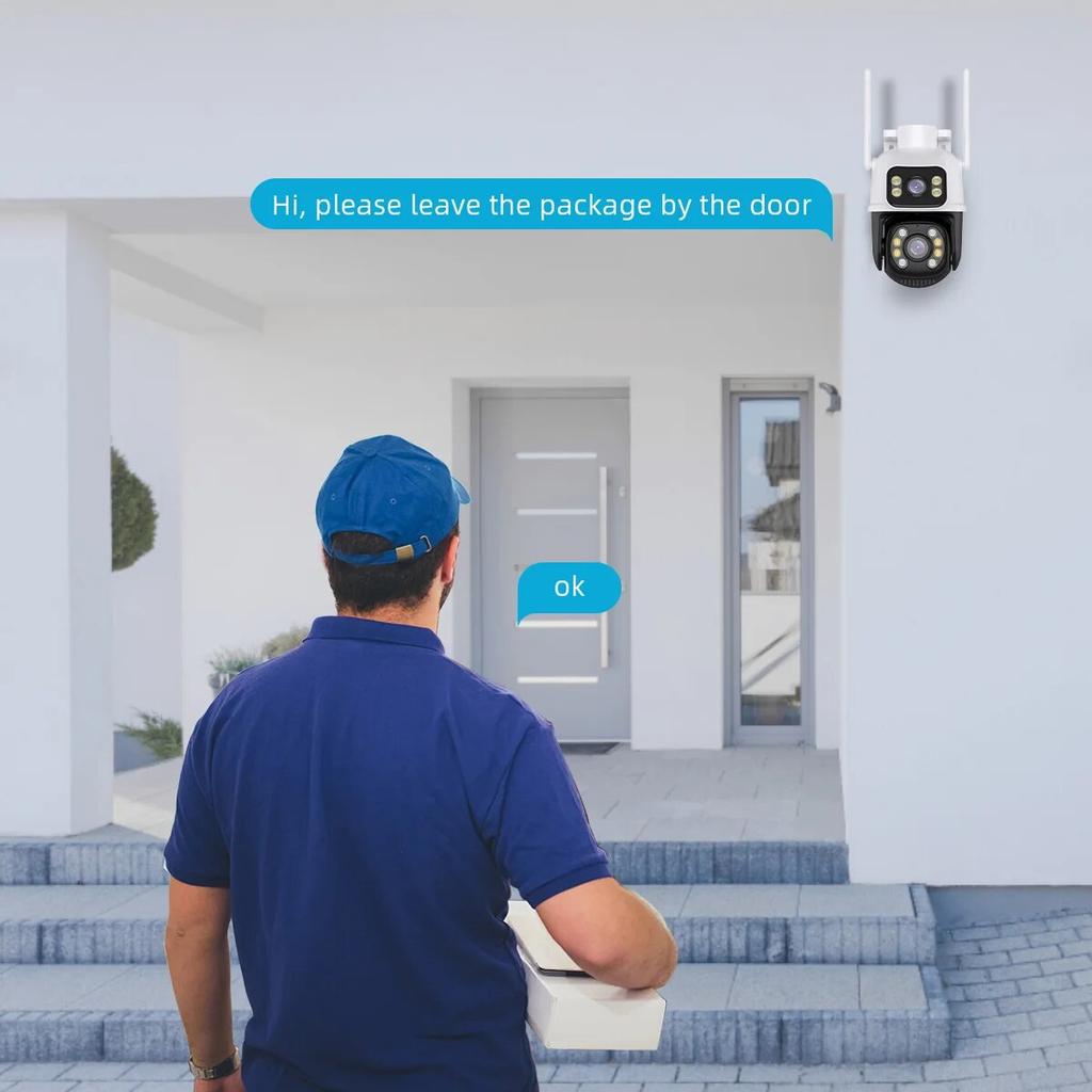 Dual Screen 8MP PTZ Wifi Camera Night Vision Surveillance IP Camera Human Detection 4MP Security Protection CCTV Outdoor