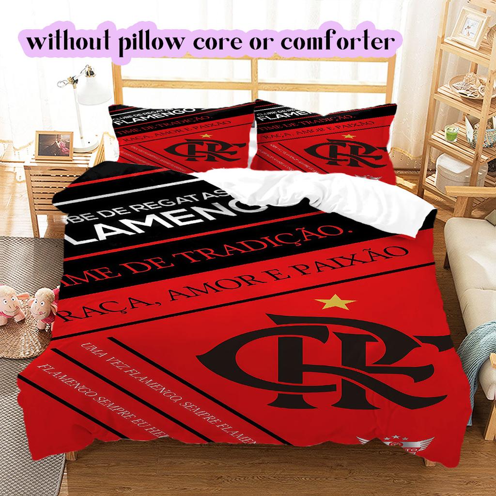 Flamengo Football Soccer Pattern Bedding,Quilt Set Quilt Cover Pillowcase Home Birthday Gift (1*duvet Cover+2*pillowcase,without Core)