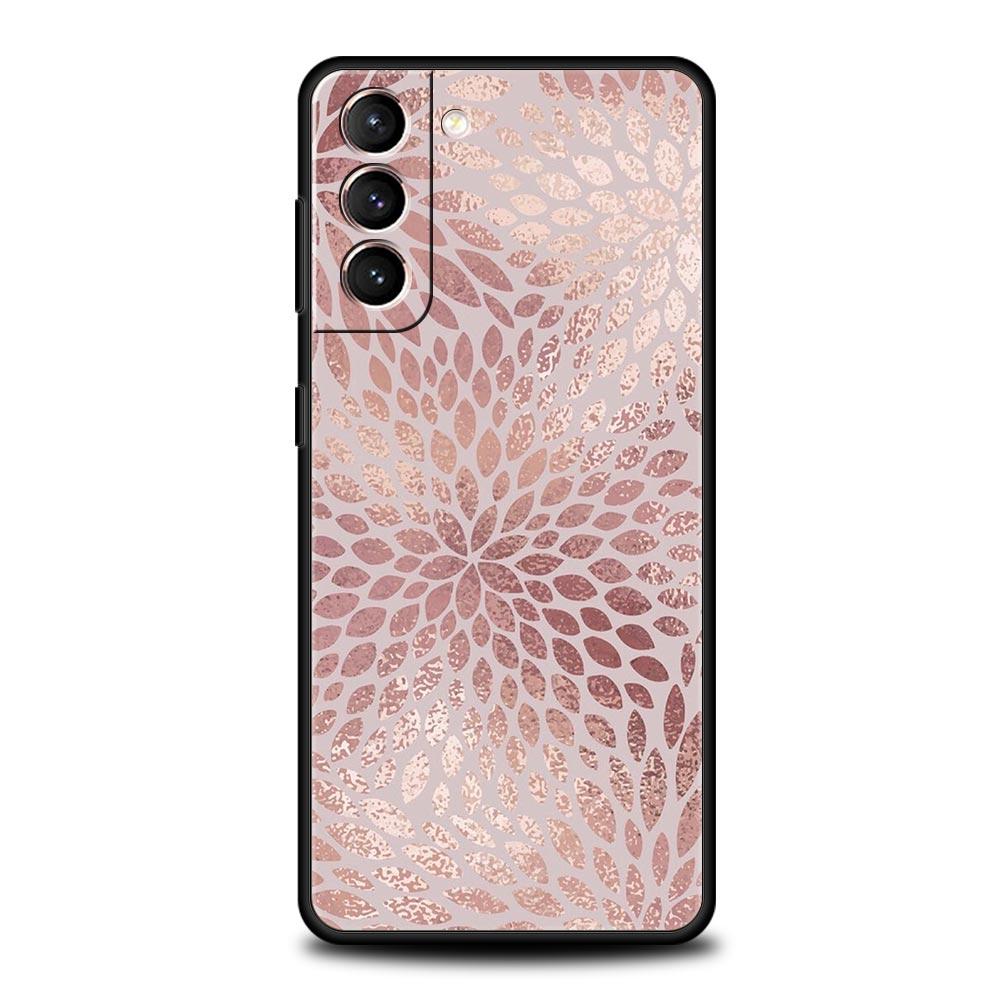 Beautiful Rose gold art Phone Case For Samsung Galaxy S24 S23 S22 S20 Ultra S21 FE 5G S10 S9 Plus S10E S8 Soft Silicone Cover
