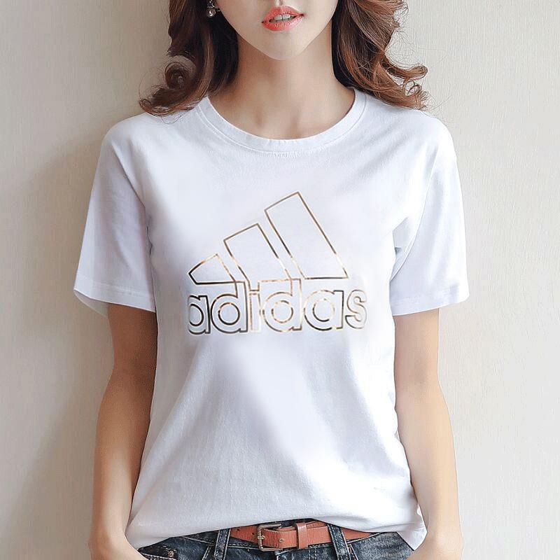 Adidas Logo Print Loose Fit Round Neck Short Sleeve T-Shirt Women Tops White DY8677