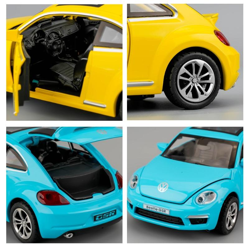 W221:32 Volkswagen Beetle GSR Alloy Super Car Model with Sound Light Children Boy Toy Vehicle Home Decoration Gift Home Decor