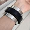 Armlet Exaggerated Metal Bangle Golden Women Open Bangle Belt Buckle Leather Bracelet  Party