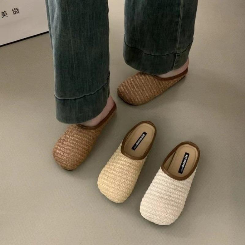 Niche retro flat-bottomed half-slippers casual shoes single shoes spring and summer women's shoes