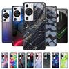 Tempered Glass Phone Case For Huawei P60 Pro Cover P60Pro Luxury Hard Back Bumper for Huawei P60 Pro Marble Painted Coque Bumper