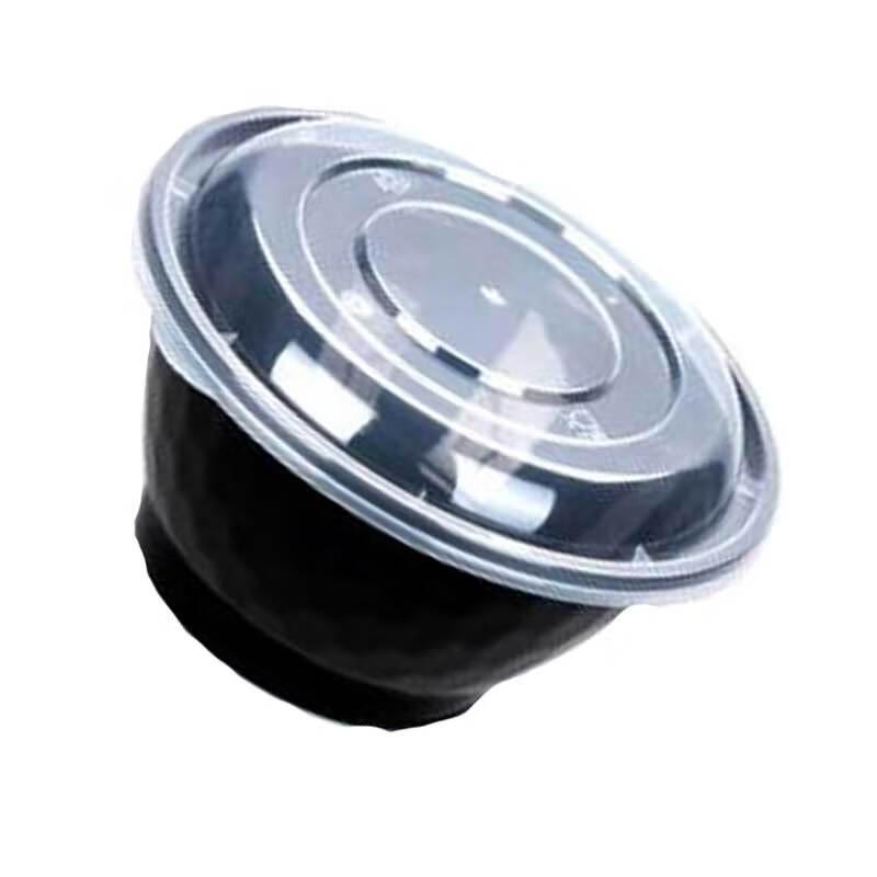 1300ml Disposable Black Round Food Container with Lid