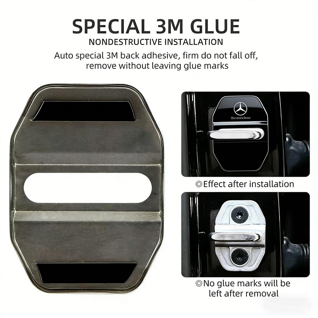 CQQ1 Car Styling Car Door Lock Covers Stikcer Case for Mercedes Benz New B/C/E Class A Class C200L GLC GLK CLA GLA Accessories