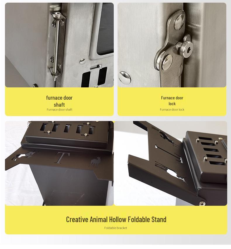 Outdoor Camping Wood-Burning Stove & Stainless Steel Tabletop Heater