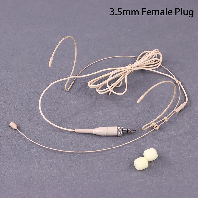 

Beige Double Earhook Headset Mic Headworn Microphone 3.5Mm 3 Pin For 4 Pin Xlr Plug For Omnidirectional Microphone