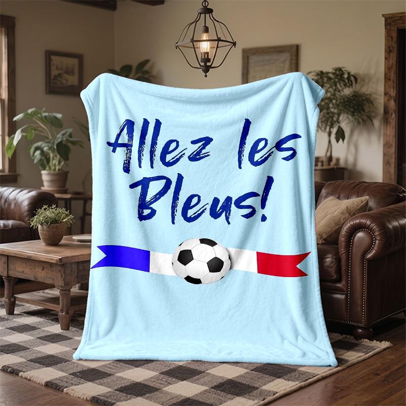 Couverture Flanelle Imprimée Équipe de France de Football Couverture Douce Chaude pour Canapé Lit Jeté de Canapé Pour Maison Bureau Chambre