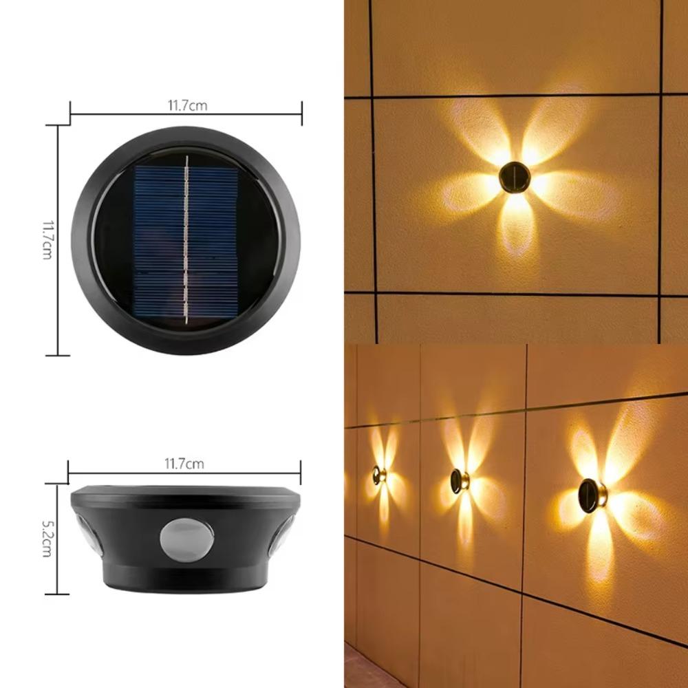 Waterproof Solar Wall Lights Atmosphere Super Bright Courtyard Lights Round Sunscreen LED Wall Wash Light Outdoor Lighting